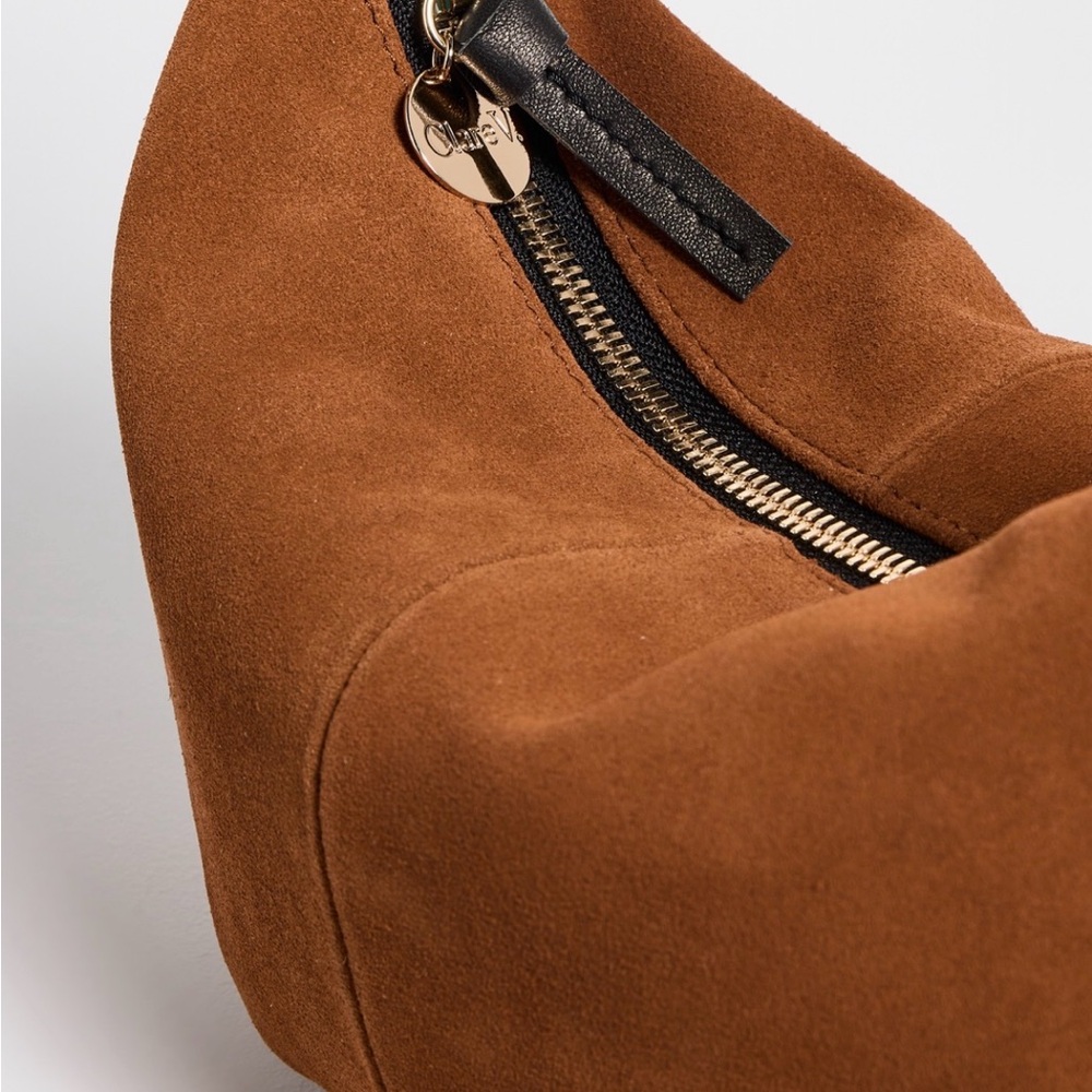 Clare V. Petit Moyen Messenger Bag Chestnut Suede - Picture 2 of 8